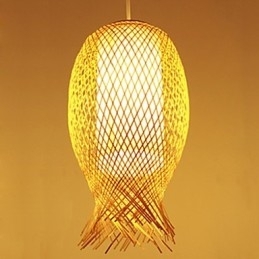 Designer Touch Decorative Modern Teahouse Bamboo Weaving Bamboo Decoration Droplight Lamp