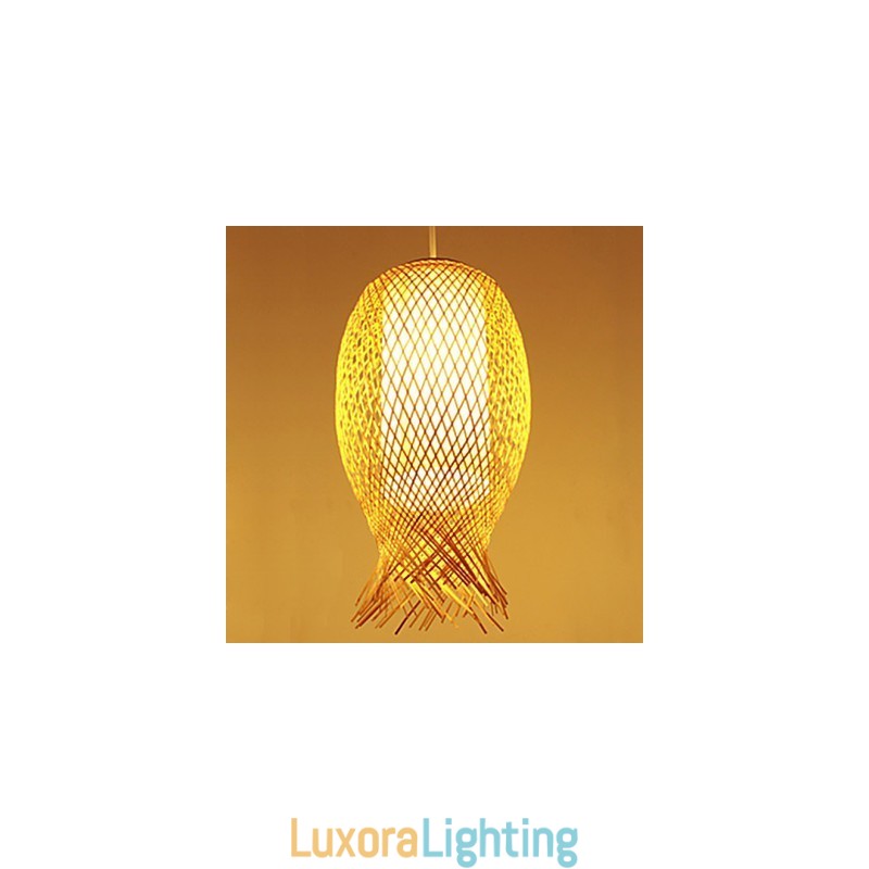 Designer Touch Decorative Modern Teahouse Bamboo Weaving Bamboo Decoration Droplight Lamp