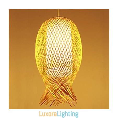 Designer Touch Decorative Modern Teahouse Bamboo Weaving Bamboo Decoration Droplight Lamp