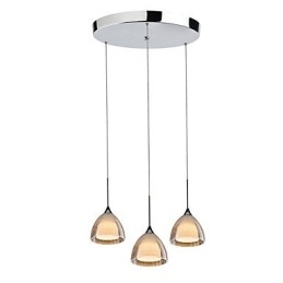 Designer Touch Decorative 3 Light Two layer Pendant Island Light Crack Glass Polished Chrome
