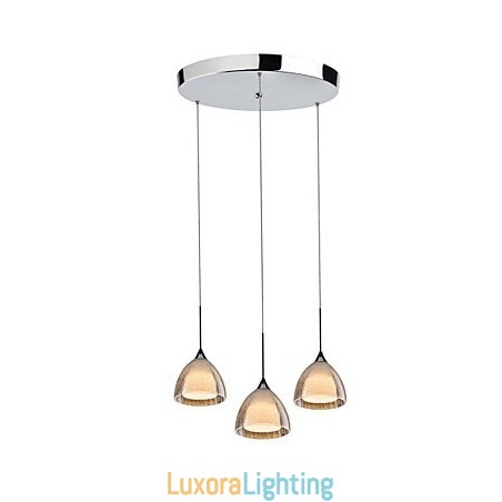 Designer Touch Decorative 3 Light Two layer Pendant Island Light Crack Glass Polished Chrome