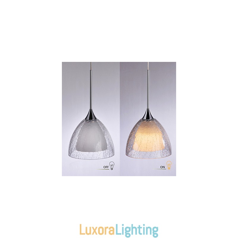 Designer Touch Decorative 3 Light Two layer Pendant Island Light Crack Glass Polished Chrome