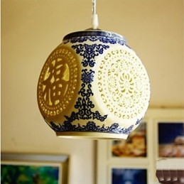Designer Touch Decorative Retro Ceramic lamp lamp Stairs Blue Single Head Chandelier Creative