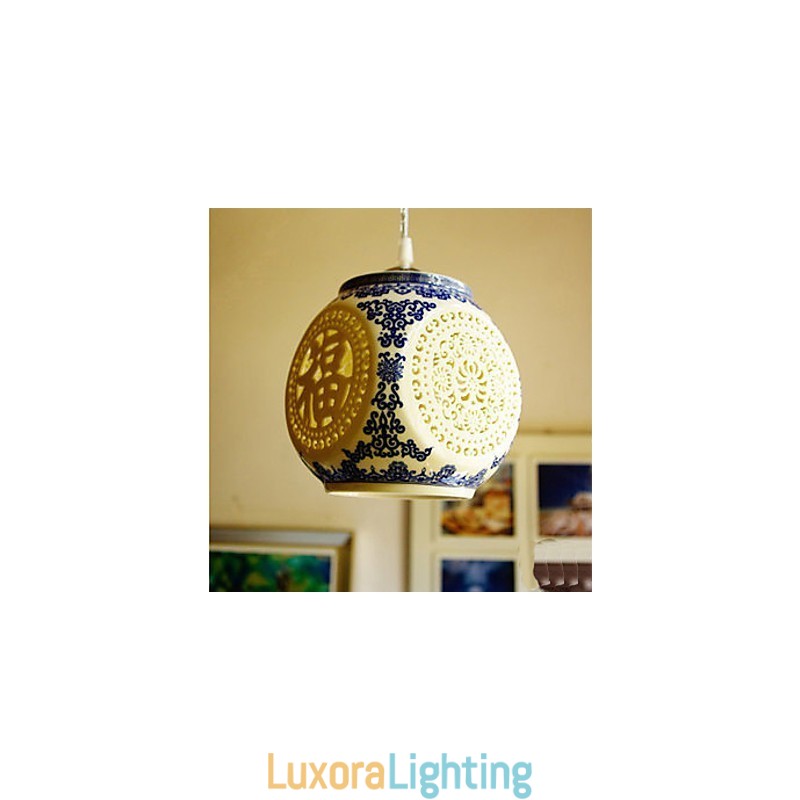 Designer Touch Decorative Retro Ceramic lamp lamp Stairs Blue Single Head Chandelier Creative