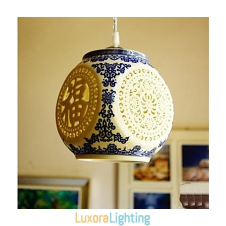 Designer Touch Decorative Retro Ceramic lamp lamp Stairs Blue Single Head Chandelier Creative