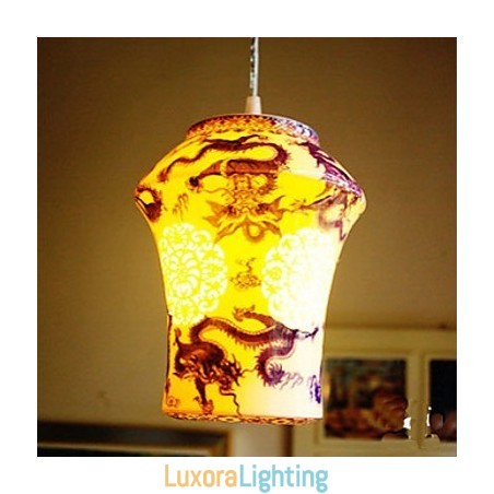 Designer Touch Decorative Retro Ceramic lamp lamp Stairs Blue Single Head Chandelier Creative