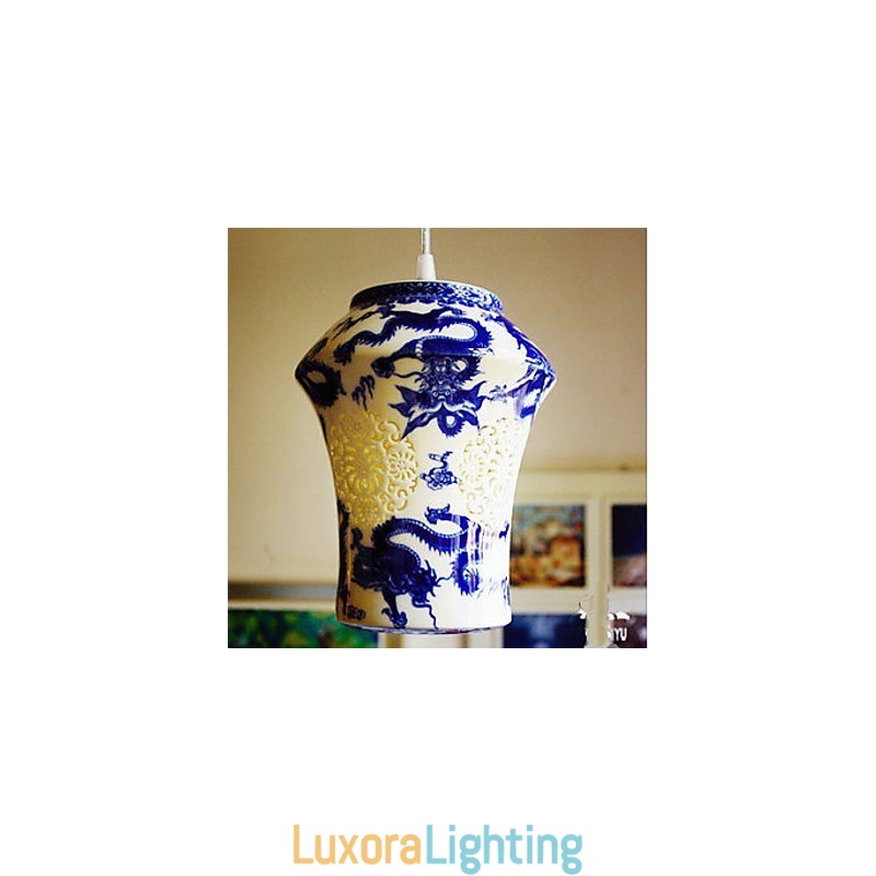 Designer Touch Decorative Retro Ceramic lamp lamp Stairs Blue Single Head Chandelier Creative