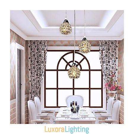 Designer Touch Decorative Modern Contemporary Crystal Electroplated Metal Pendant Light