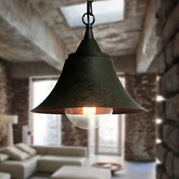 Designer Touch Decorative Medium Vintage Matte Black Bell Shape Metal Pendant Light