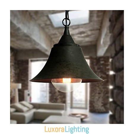 Designer Touch Decorative Medium Vintage Matte Black Bell Shape Metal Pendant Light
