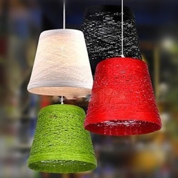 Designer Touch Decorative Modern Rural Cany Art Woven Rattan Single Head Droplight Lamp