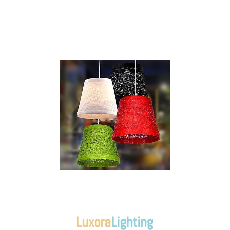 Designer Touch Decorative Modern Rural Cany Art Woven Rattan Single Head Droplight Lamp