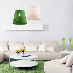 Designer Touch Decorative Modern Rural Cany Art Woven Rattan Single Head Droplight Lamp