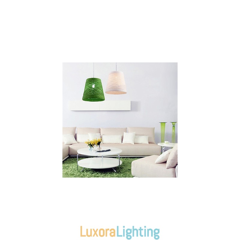 Designer Touch Decorative Modern Rural Cany Art Woven Rattan Single Head Droplight Lamp