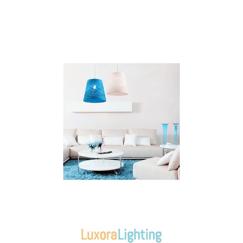 Designer Touch Decorative Modern Rural Cany Art Woven Rattan Single Head Droplight Lamp