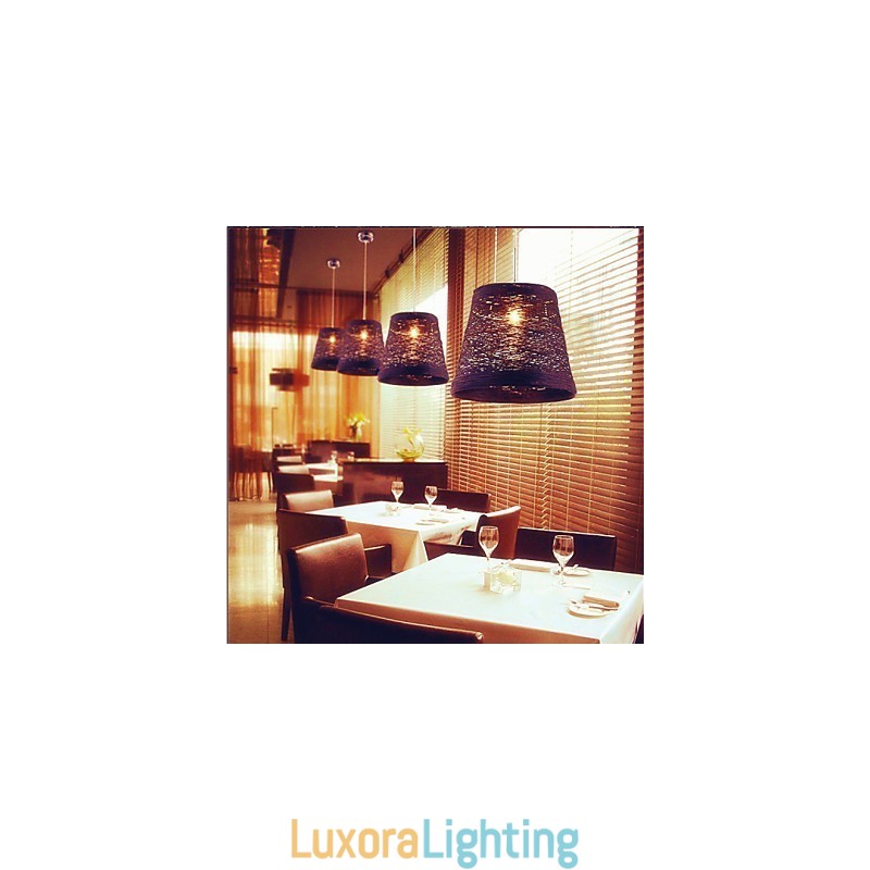 Designer Touch Decorative Modern Rural Cany Art Woven Rattan Single Head Droplight Lamp