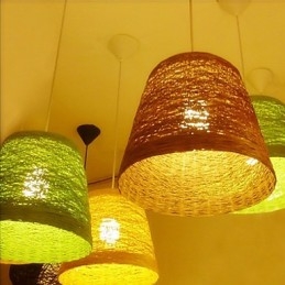 Designer Touch Decorative Modern Rural Cany Art Woven Rattan Single Head Droplight Lamp