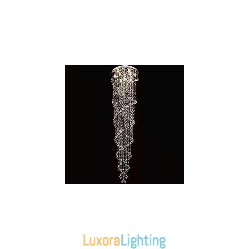Designer Touch Decorative Ceiling Chandelier Lights Pendant Light Lighting Fixtures with K9 Crystal Double Spiral D70CM H300CM