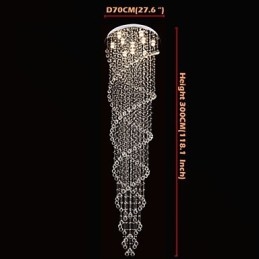 Designer Touch Decorative Ceiling Chandelier Lights Pendant Light Lighting Fixtures with K9 Crystal Double Spiral D70CM H300CM