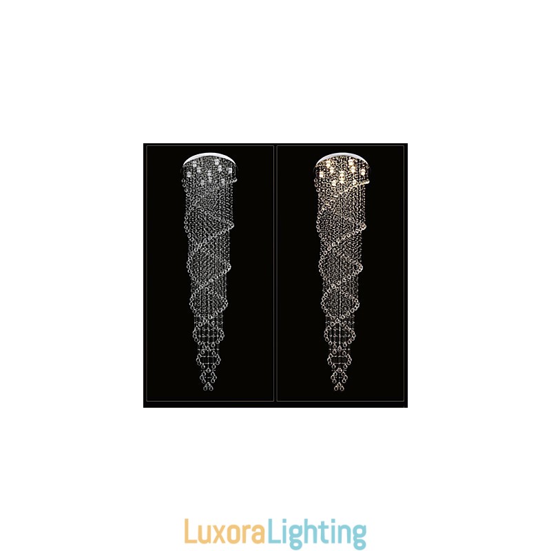 Designer Touch Decorative Ceiling Chandelier Lights Pendant Light Lighting Fixtures with K9 Crystal Double Spiral D70CM H300CM