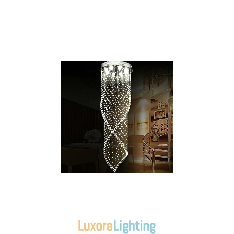 Designer Touch Decorative Crystal Chandelier Pendant Lighting Hanging Ceiling Lamps Fixtures with Clear K9 Crystal and Silver Canopy