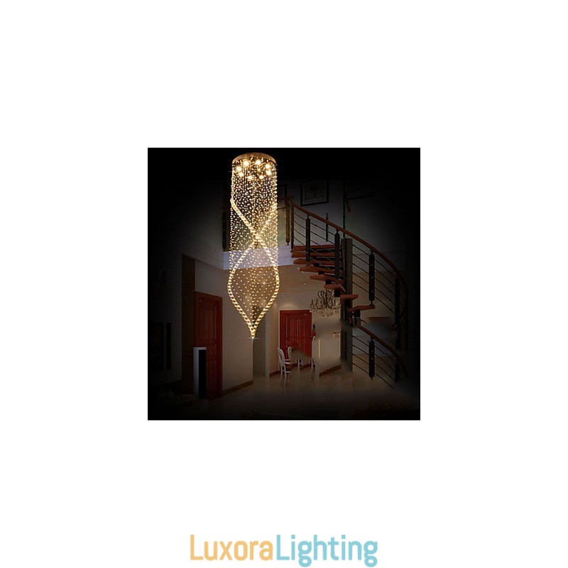 Designer Touch Decorative Crystal Chandelier Pendant Lighting Hanging Ceiling Lamps Fixtures with Clear K9 Crystal and Silver Canopy