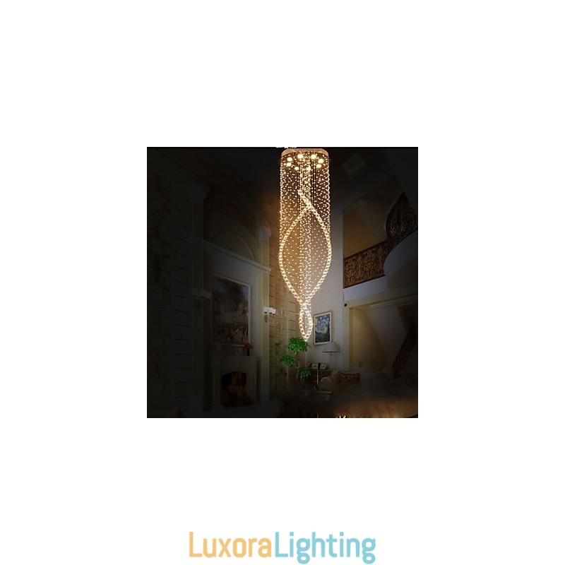 Designer Touch Decorative Crystal Chandelier Pendant Lighting Hanging Ceiling Lamps Fixtures with Clear K9 Crystal and Silver Canopy