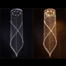 Designer Touch Decorative Crystal Chandelier Pendant Lighting Hanging Ceiling Lamps Fixtures with Clear K9 Crystal and Silver Canopy