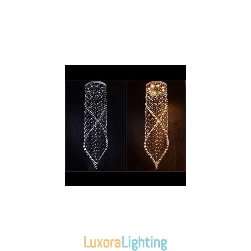 Designer Touch Decorative Crystal Chandelier Pendant Lighting Hanging Ceiling Lamps Fixtures with Clear K9 Crystal and Silver Canopy