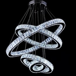 Designer Touch Decorative Crystal Pendant Light Ceiling Lamp Chandelier Lighting Fixtures with 4 Rings