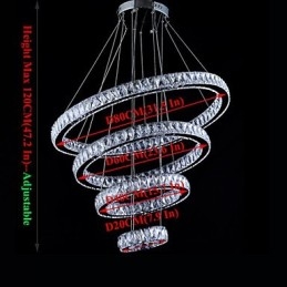 Designer Touch Decorative Crystal Pendant Light Ceiling Lamp Chandelier Lighting Fixtures with 4 Rings