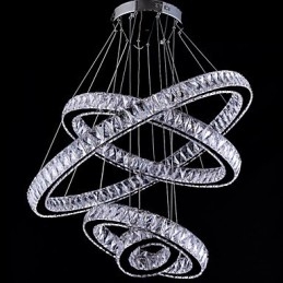 Designer Touch Decorative Crystal Pendant Light Ceiling Lamp Chandelier Lighting Fixtures with 4 Rings