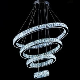 Designer Touch Decorative Crystal Pendant Light Ceiling Lamp Chandelier Lighting Fixtures with 4 Rings