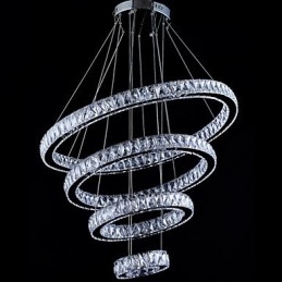 Designer Touch Decorative Crystal Pendant Light Ceiling Lamp Chandelier Lighting Fixtures with 4 Rings