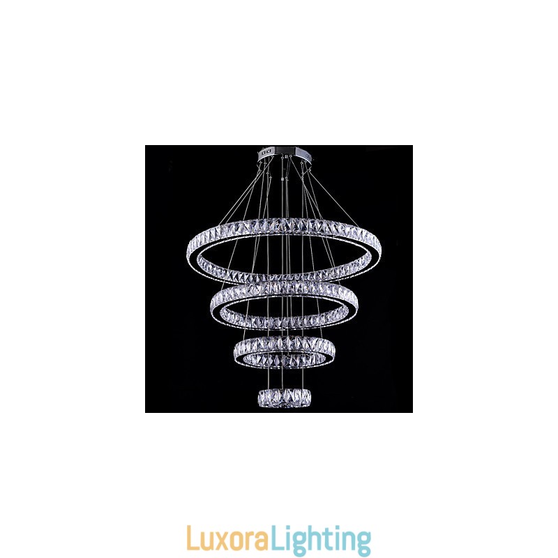 Designer Touch Decorative Crystal Pendant Light Ceiling Lamp Chandelier Lighting Fixtures with 4 Rings