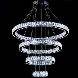 Designer Touch Decorative Crystal Pendant Light Ceiling Lamp Chandelier Lighting Fixtures with 4 Rings