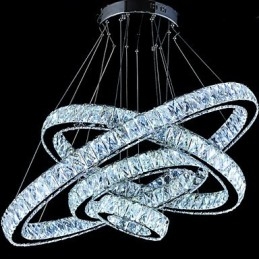 Designer Touch Decorative Crystal Pendant Light Ceiling Lamp Chandelier Lighting Fixtures with 4 Rings