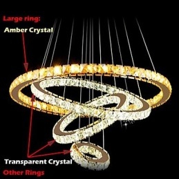 Designer Touch Decorative Pendant Lamps Ceiling Light Chandelier Lighting Round 4 Rings Large Ring Amber Crystal and Other Clear Crystal