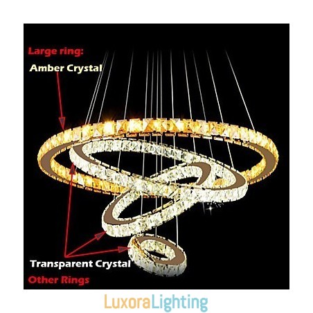 Designer Touch Decorative Pendant Lamps Ceiling Light Chandelier Lighting Round 4 Rings Large Ring Amber Crystal and Other Clear Crystal