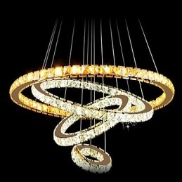 Designer Touch Decorative Pendant Lamps Ceiling Light Chandelier Lighting Round 4 Rings Large Ring Amber Crystal and Other Clear Crystal