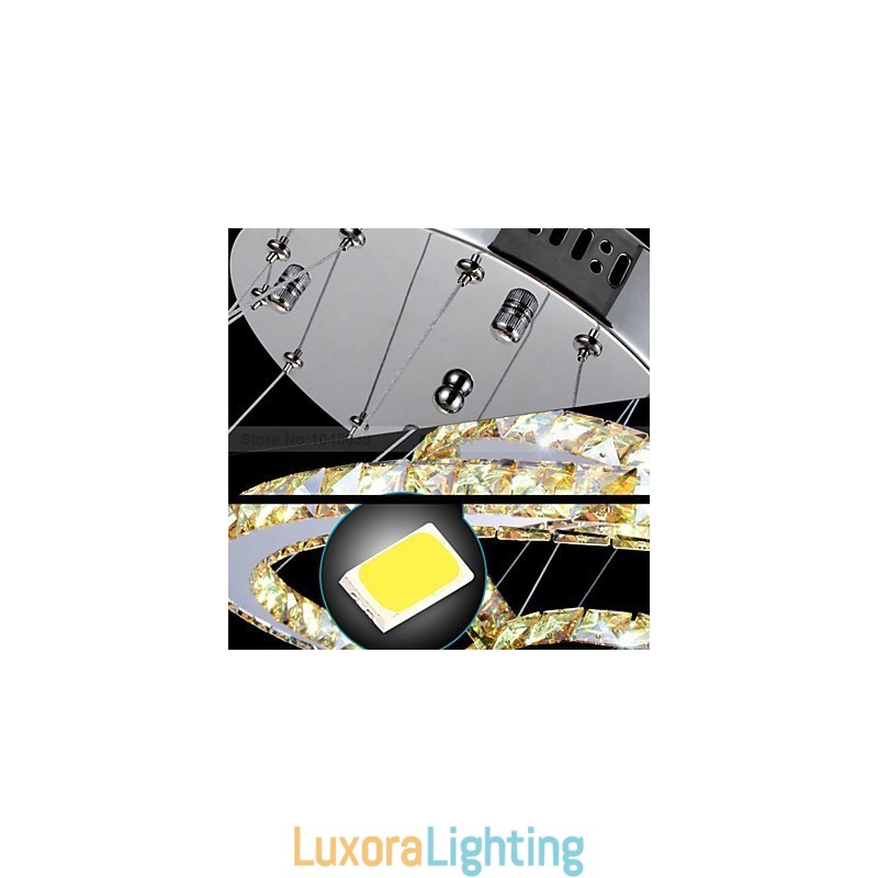 Designer Touch Decorative Pendant Lamps Ceiling Light Chandelier Lighting Round 4 Rings Large Ring Amber Crystal and Other Clear Crystal