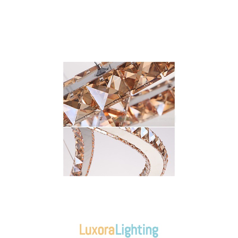 Designer Touch Decorative Pendant Lamps Ceiling Light Chandelier Lighting Round 4 Rings Large Ring Amber Crystal and Other Clear Crystal