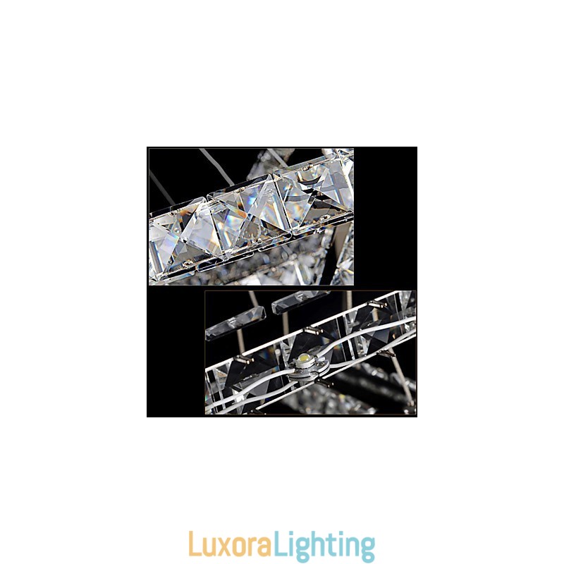 Designer Touch Decorative Pendant Lamps Ceiling Light Chandelier Lighting Round 4 Rings Large Ring Amber Crystal and Other Clear Crystal