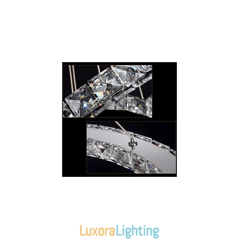 Designer Touch Decorative Pendant Lamps Ceiling Light Chandelier Lighting Round 4 Rings Large Ring Amber Crystal and Other Clear Crystal