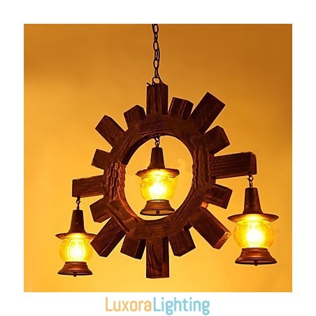 Designer Touch Decorative Antique Wood Chandelier American Country Iiving lamp lamp
