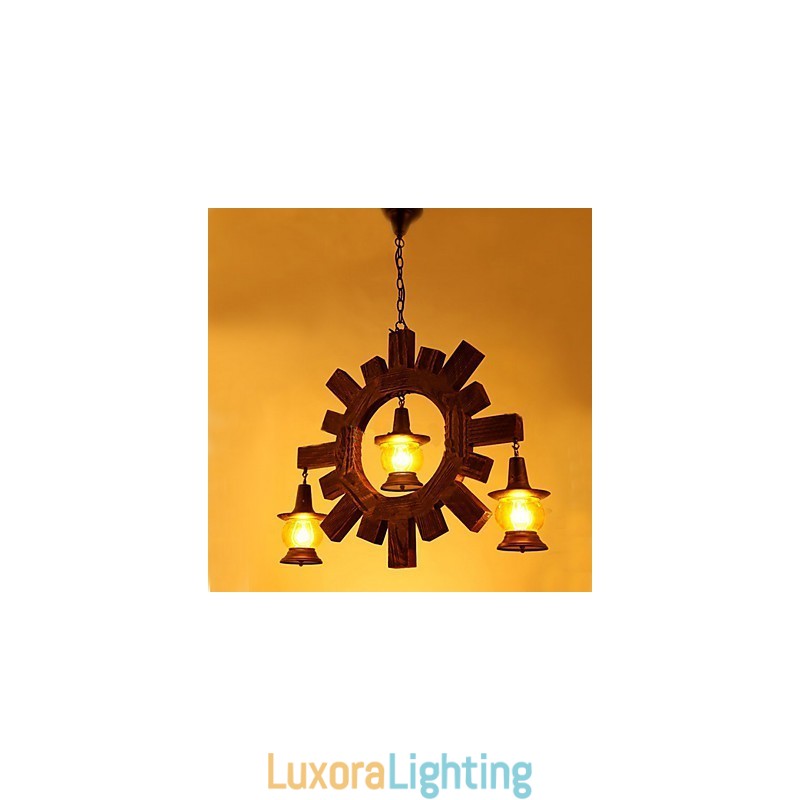 Designer Touch Decorative Antique Wood Chandelier American Country Iiving lamp lamp