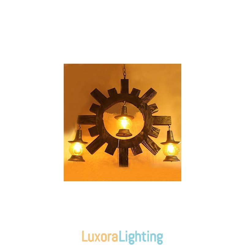 Designer Touch Decorative Antique Wood Chandelier American Country Iiving lamp lamp