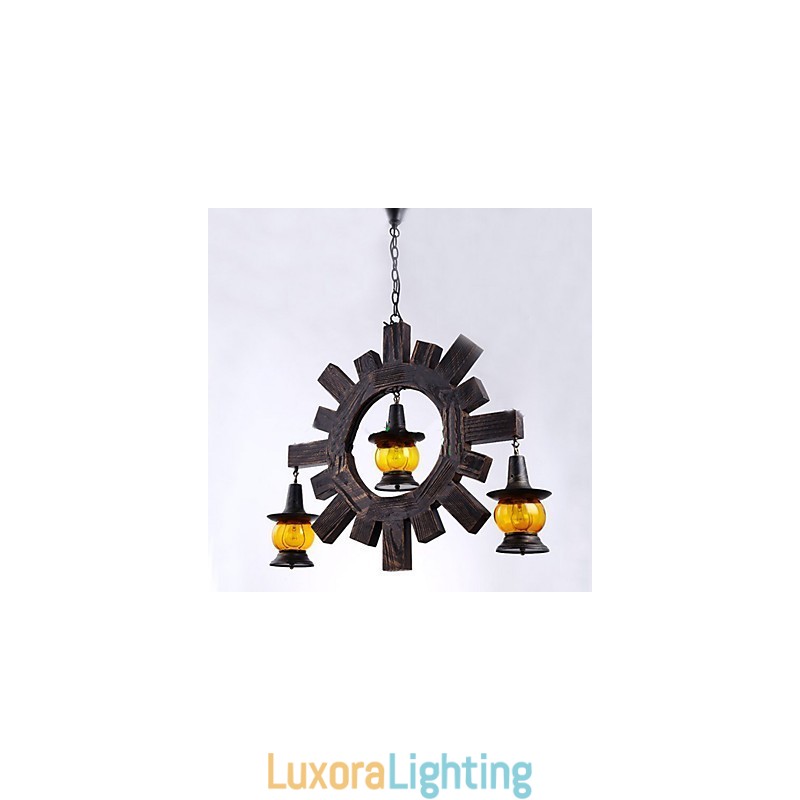 Designer Touch Decorative Antique Wood Chandelier American Country Iiving lamp lamp