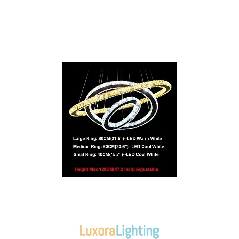 Designer Touch Decorative Crystal Ceiling Pendant Lamps Chandelier Lighting Fixtures with Warm and Cool White D406080cm