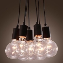 Designer Touch Decorative Modern Home 7 Head Edison Bulb Light Loft Glass Ball Pendant Light